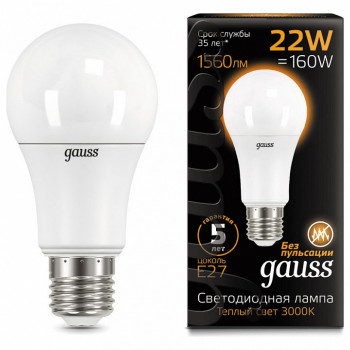 Лампа Gauss LED A70 E27 22W 3000K 1600lm