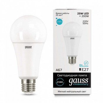 Лампа Gauss Elementary LED A67 E27 25W 4100K 2100lm
