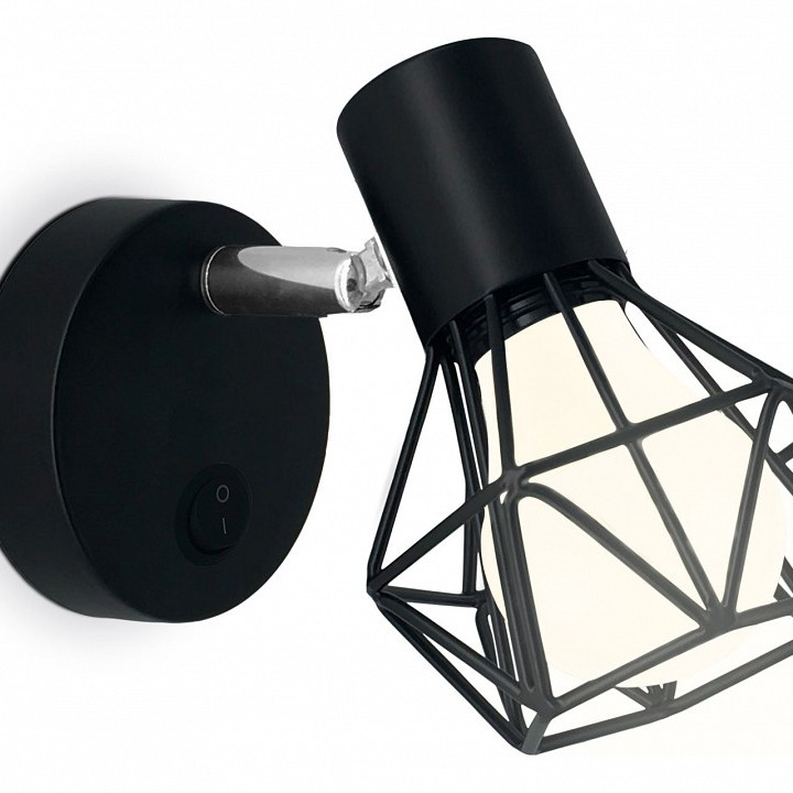 Накладной спот с выключателем в стиле лофт AMBRELLA LIGHT черный/хром Е27 40W 151*91*150