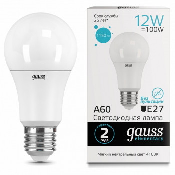 Лампа Gauss Elementary LED A60 E27 12W 4100К 1150lm